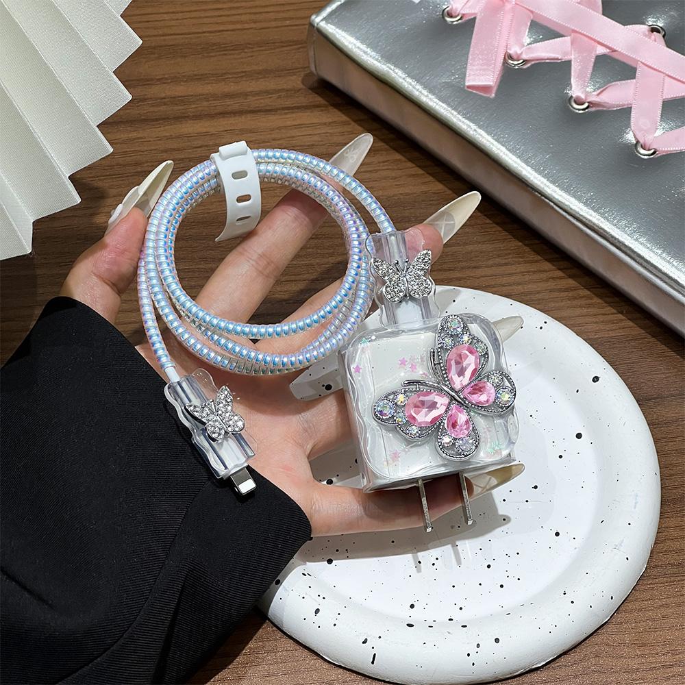 Geeignet für Apple Datenkabel Schutzhülle Ladegerät 20W Schnellladung bruchsicher Kabelaufwickler Niedliches Blume Tier Fortgeschritten