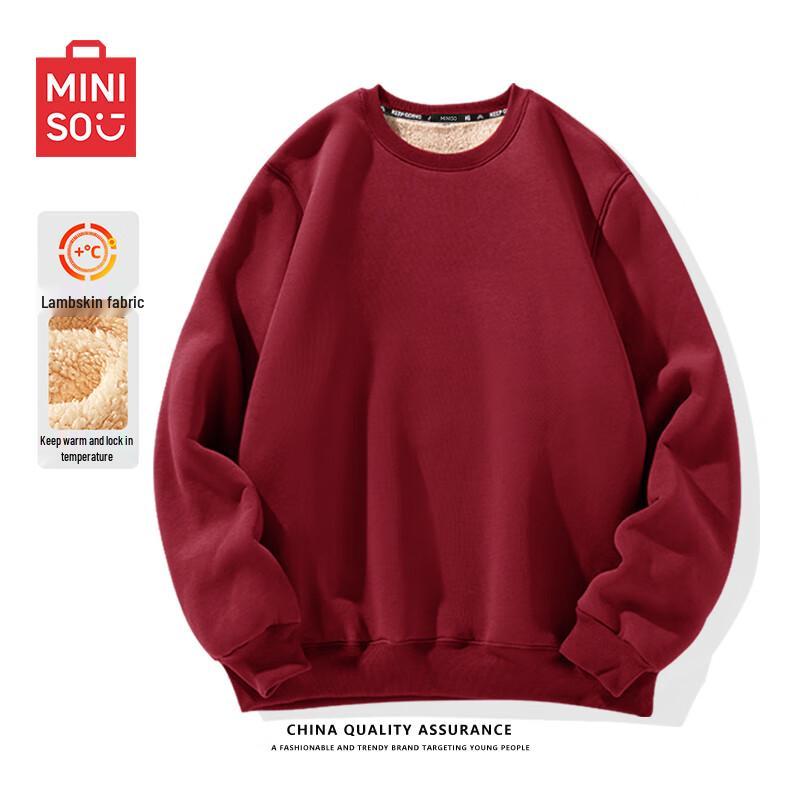 

MINISO Men s Crew Neck Fleece Lined Sweatshirt 3XL