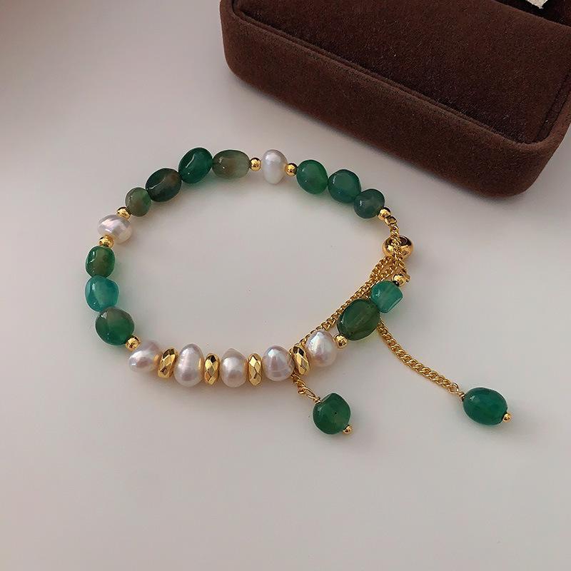 

Натуральное ожерелье из авантюрина и жемчуга: Высококлассный чокер из зеленого кристалла для женщин в древнем литературном стиле