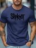 609 Cotton Blend Slipknot Graphic T-shirt - Micro-Stretch Knit Regular Fit Casual Summer Tee for Sports & Casual Attire