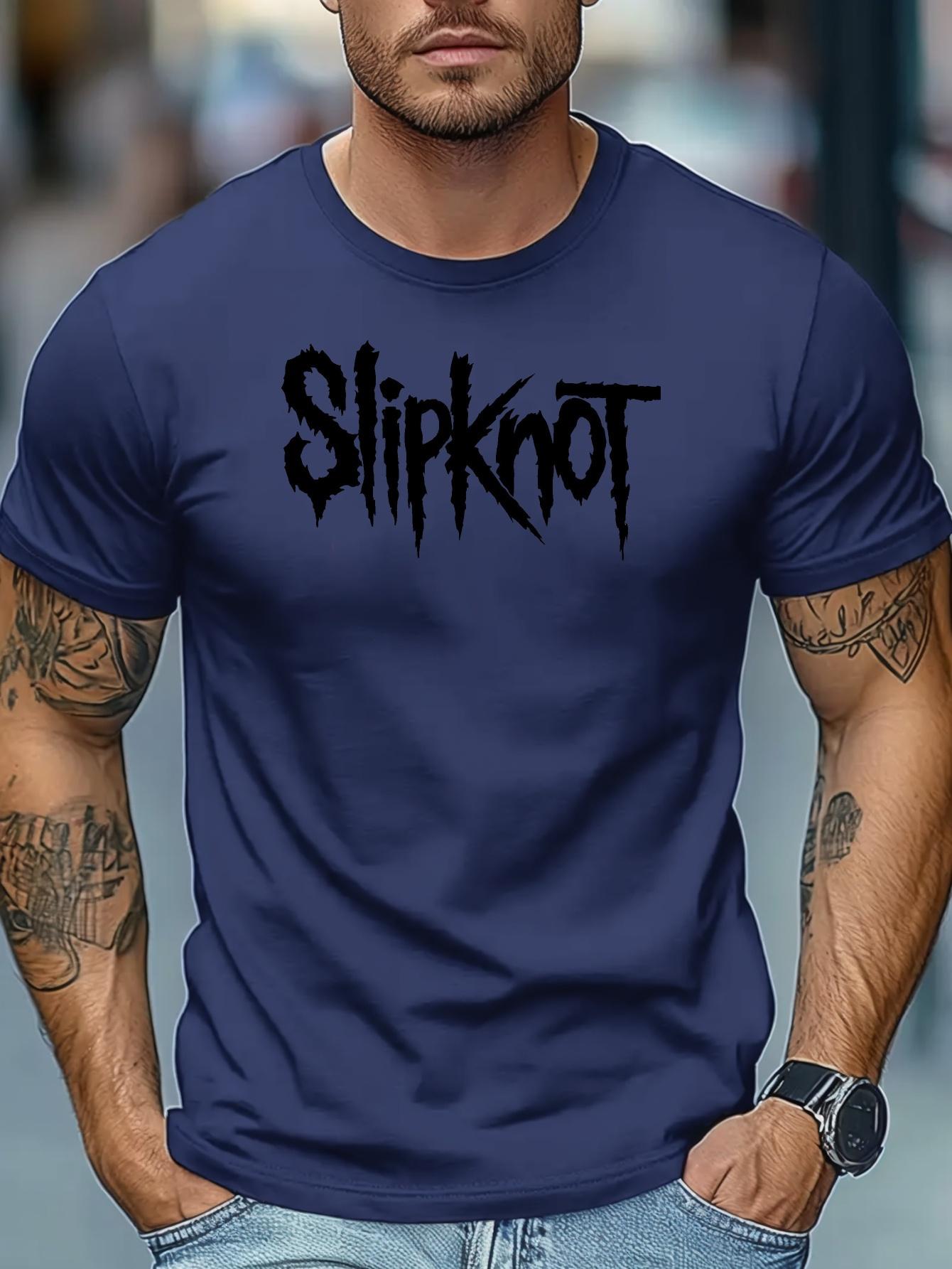 609 Cotton Blend Slipknot Graphic T-shirt - Micro-Stretch Knit Regular Fit Casual Summer Tee for Sports & Casual Attire S