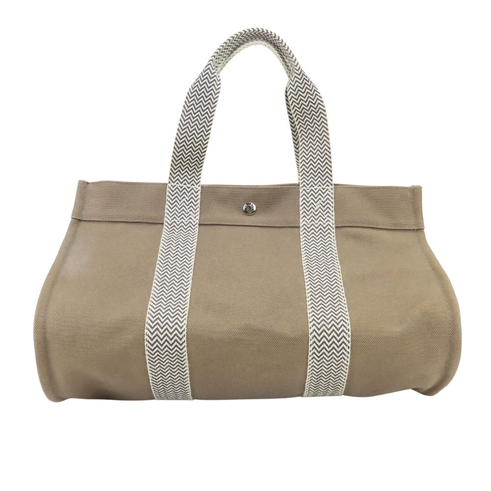 Used HERMES Tote Bag Cannes MM Cotton canvas beige Herringbone Pattern