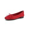 Krazing Pot Suede Fashion Spring Size 42 41 Low Heels Women Round Toe Shoes Ballet Dance Butterfly-knot Shallow Pumps