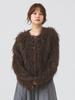 Ray Beams Women's Mix Shaggy Crew Neck Cardigan In Brown, Size 6 (Brown, Free Size)