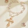 Men's Hip Hop Asymmetrical Layered Faux Pearl Necklace