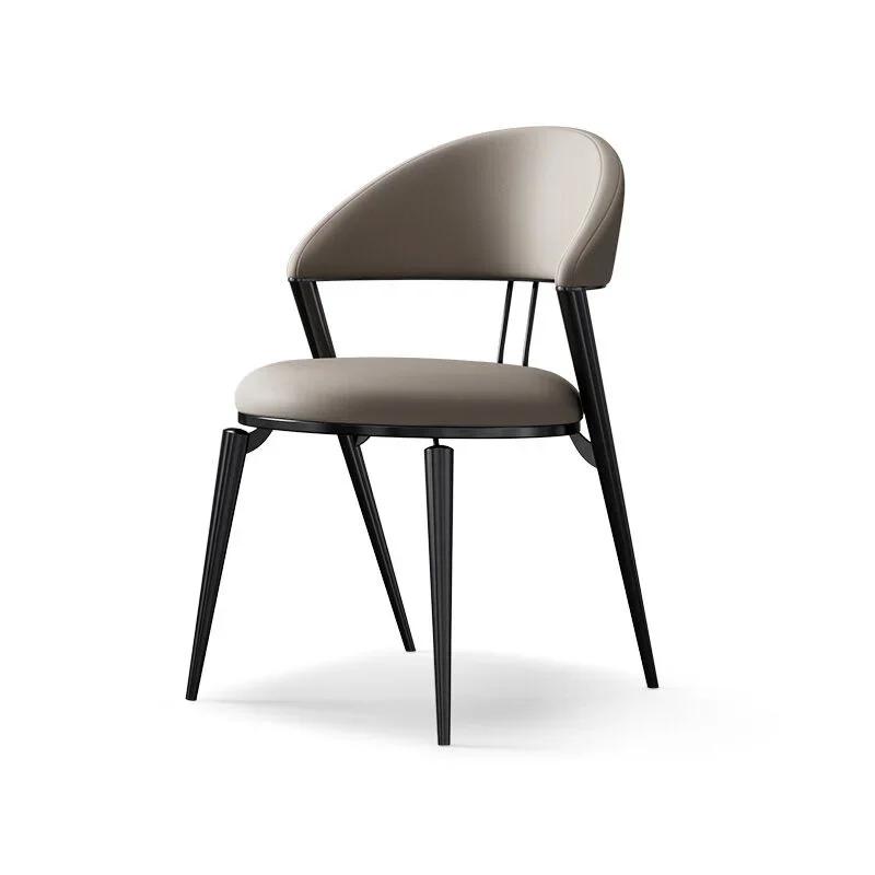 Italian Minimalist Dining Chair Modern Back Nordic Light Luxury Designer Hotel Home Restaurant Leather Chair