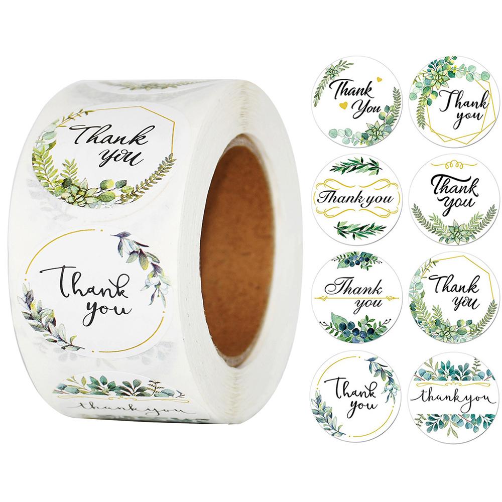 50-500Pcs High-Quality Green High-Quality Leaves High-Quality Thank High-Quality You High-Quality Stickers 1Inch High-Quality Sealing High-Quality