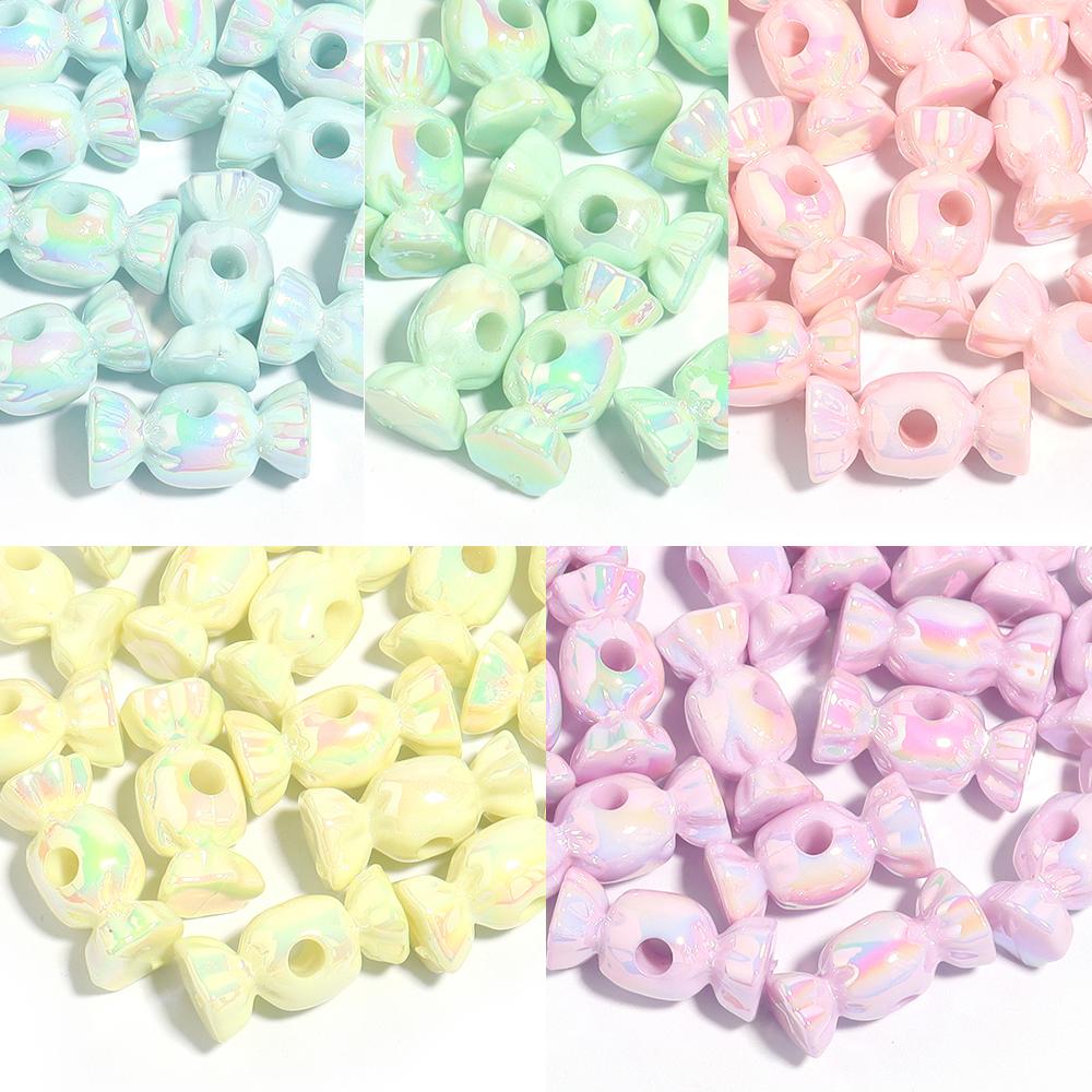 10pcs 29x12mm Candy Shape Acrylic Beads Colorful Sweets Loose Bead For Jewelry Making DIY Bracelet Necklace Keychain Accessories