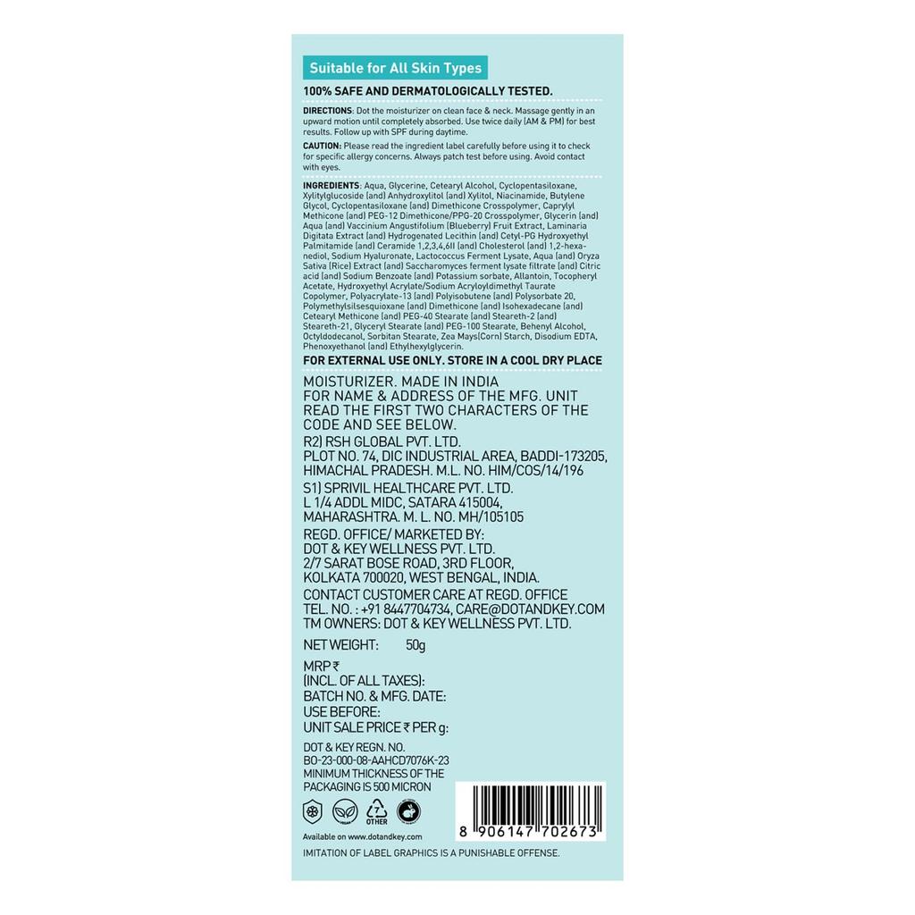 Dot & Key Barrier Repair Oil-Free Moisturizer 50gm Pack of 1 | Hydrating Face Cream for Oily, Sensitive & Combination Skin
