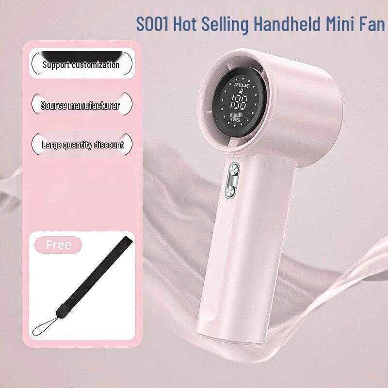 USB Rechargeable S001 Handheld Mini Fan: 100-Speed Digital Display, Powerful Turbo