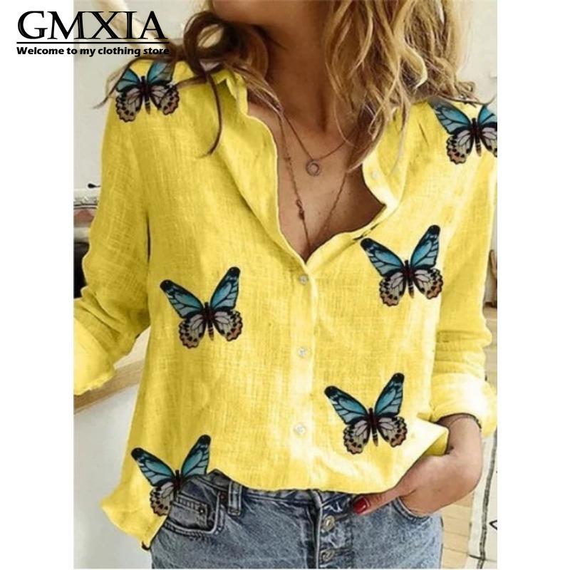 GMXIA Damska Moda Casual Rekreacyjna Bluzki i Koszule z Długim Rękawem z Kołnierzykiem POLO