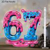 2D Flat Number 67 Valentine's Day Acrylic Decorative Sign, Couples Gift, Suitable for wall decoration, porch, room, villa, accents Home, Hallway, or W