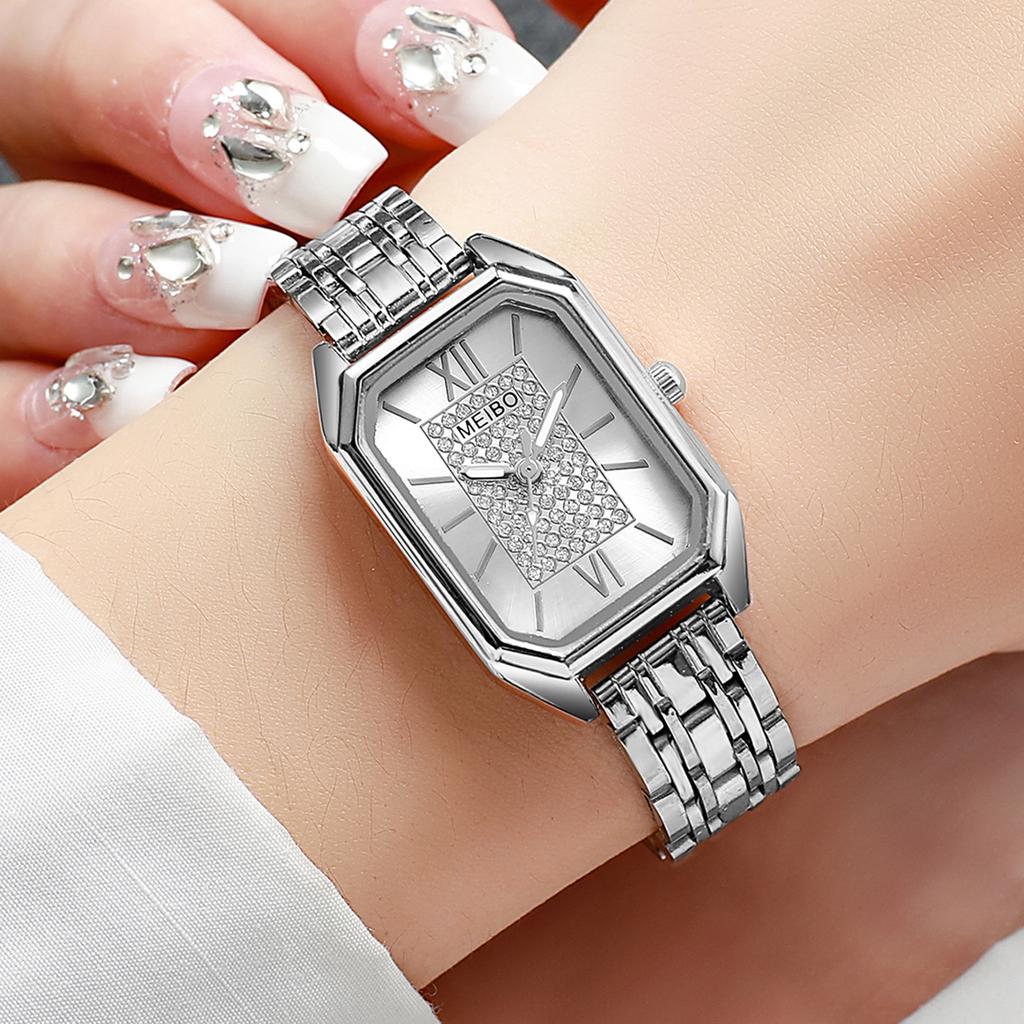 1/2PCS Fashion Women Watches Luxury Alloy Band Rectangle Quartz Watch for Women Clock Gift Reloj Mujer