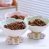 Ceramic Cute Flowers Cats and Dogs Bowls, High-Foot Protection, Cervical Spine, Food Basin, Drinking Cat Bowl, Pet Products, 1Pc