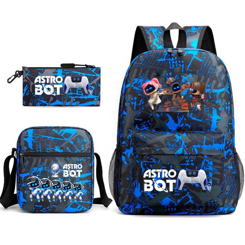 Neuer Astro-Bot, kosmischer Roboter, dreiteiliges Set, Schultasche, Umhängetasche, Federmäppchen, Rucksack.