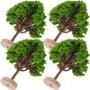 4pcs Model Tree Miniature Tree Model Tree with Base Train Landscape Building Tree DIY Crafts Miniatures Home Office Decoration