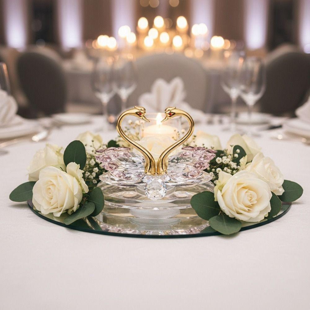 -encrusted Swan Figurines Exquisite Crystal Home Decoration Glass Swans  Car Interior