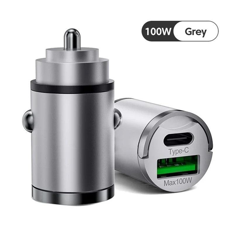 Încărcător auto 100W Brichetă PD Încărcare rapidă pentru iPhone QC3.0 Mini USB tip C Mini încărcător pentru telefon auto pentru Samsung Huawei xiaomi