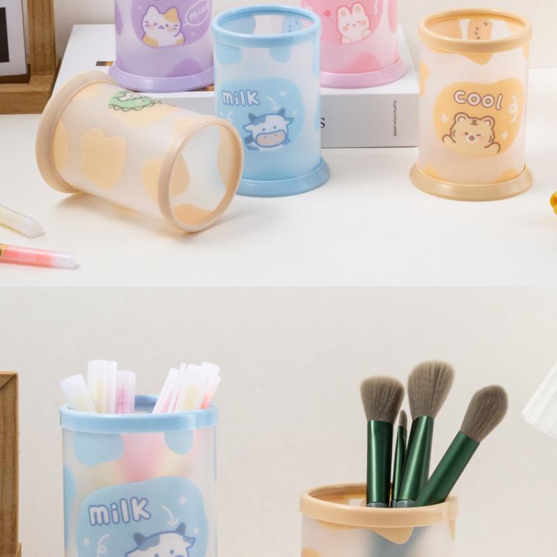 Kawaii Pen Holder Desktop Organizer INS New Fashion Cute Bear Bunny Office Stationery Box Makeup Pencil Holder Brush Stand