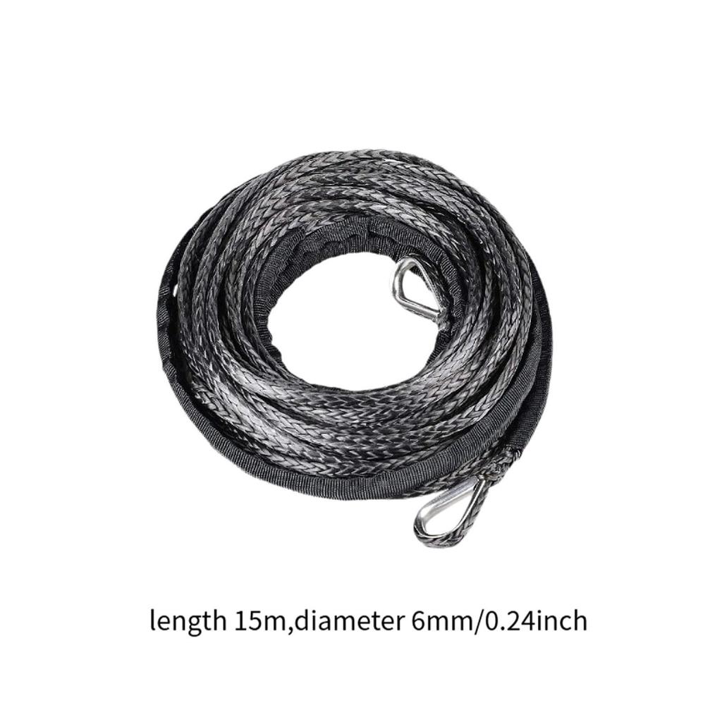 15MX6mm Synthetic Winch Rope Accessory for SUV Truck Versatile Replacement