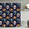 Multicolored Skull Print Shower Curtain For Bathroom Decor Blue Floral Design Polyester Fabric Water Repellent Waterproof Home C