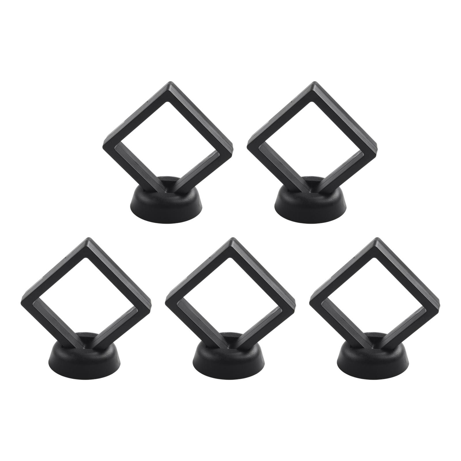 

3D Floating Frame Holder Stand Box Clear Display Case for Jewelry For Rings Collectibles 510PCS Protective Organizer Black 5PCS