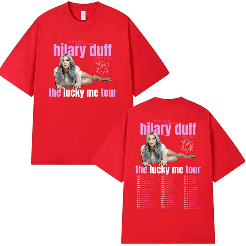 

Hilary Duff SMALL ROOMS BIG NERVES Tour 2026 Print Tshirts Unisex Women Vintage High Quality Fashion Oversized 100 Cotton Tshirt S