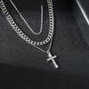 High-grade Texture Jewelry Layered Cross Necklace for Women Rhinestone Crystal