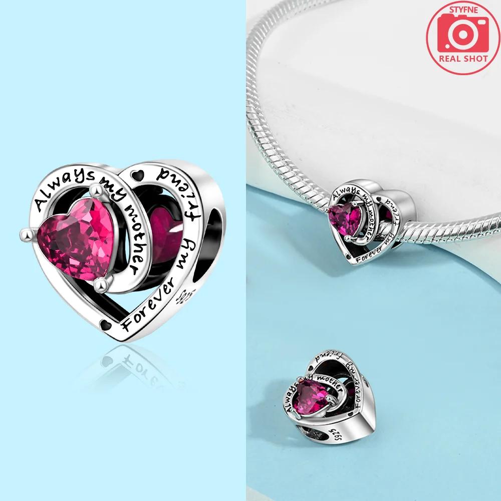Genuine Charm Sunflower Heart Pink Zircon Crown Birthstone Bead Copper Fits Bracelets Jewellery WomanS Birthday Present DoItYourself