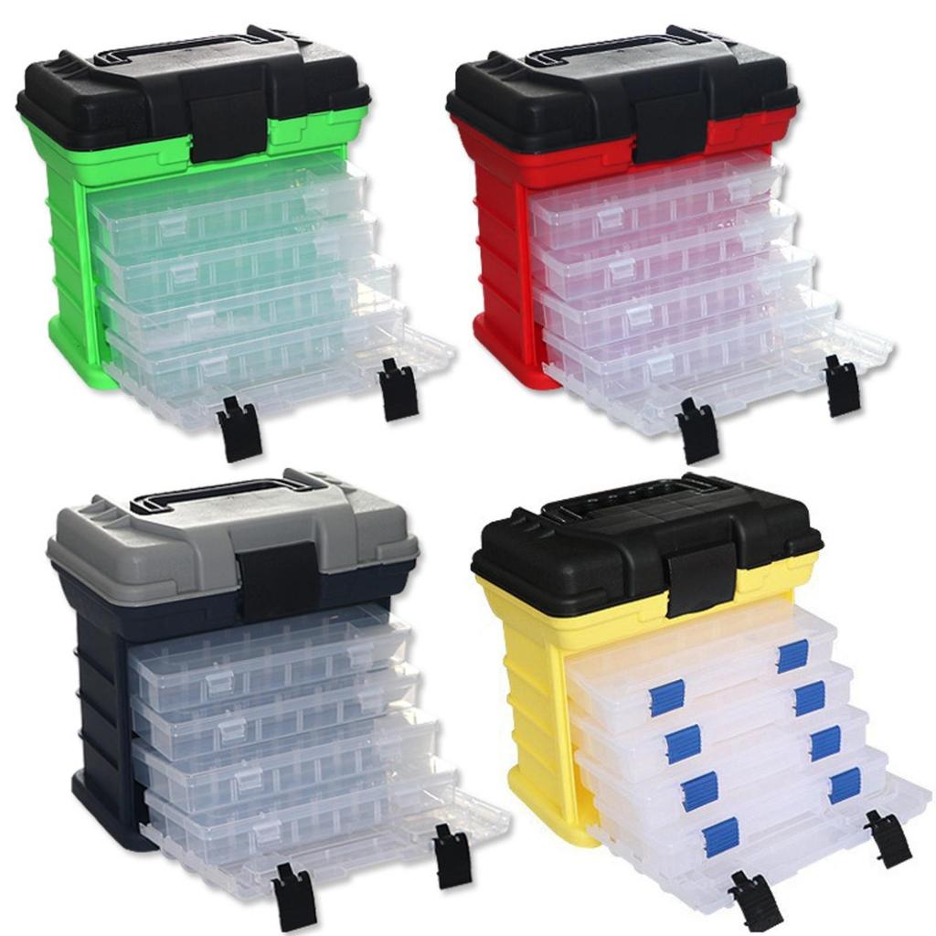 Tackle Organizer Lightweight Fishing Box with 4Layer Drawers Compact for Boat Trips Red