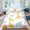 Zoo Theme Duvet Cover Set Animals Pattern Polyester Comforter Cover King Queen Size Cartoon Cute Animals For Kids Bedding Set