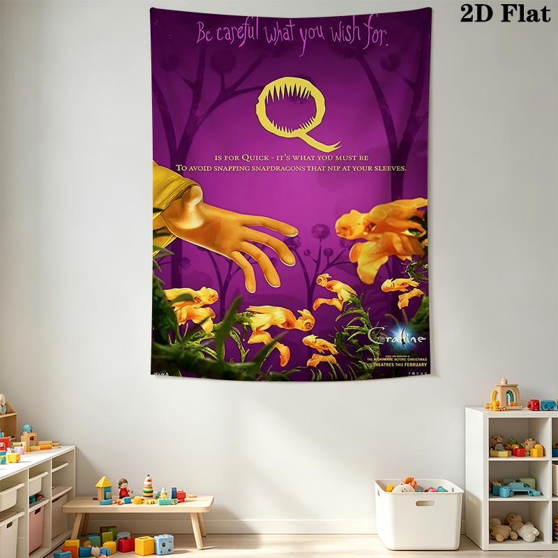 Coraline Tale Darkness Wonder Tapestry Wallmounted Fashion Print Homestay Soft Decoration Tapestry Atmospheric Background Cloth Christmas Gift