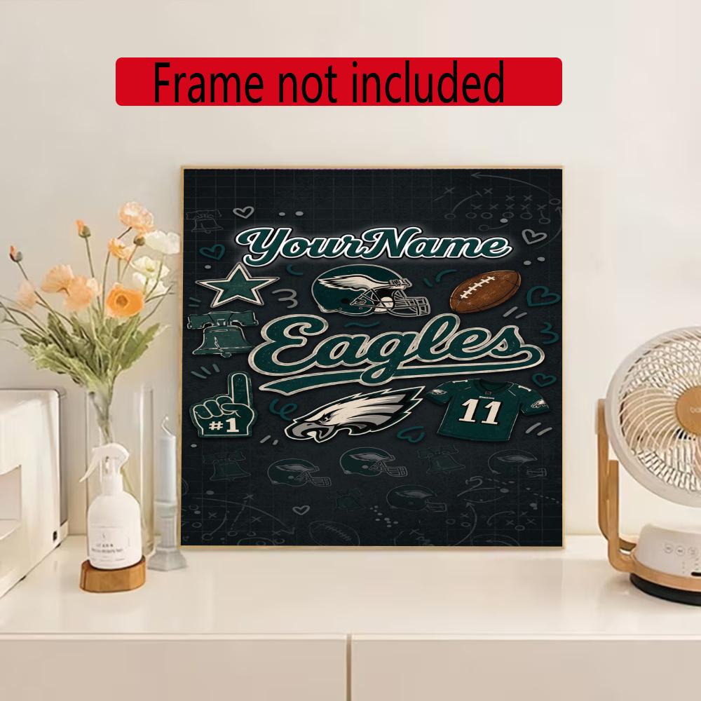 Philadelphia Eagles Personalized Name Diamond Paintings Mosaic Wall Round Diamond Art Painting Kits Embroidery Crystal Accessories Frameless