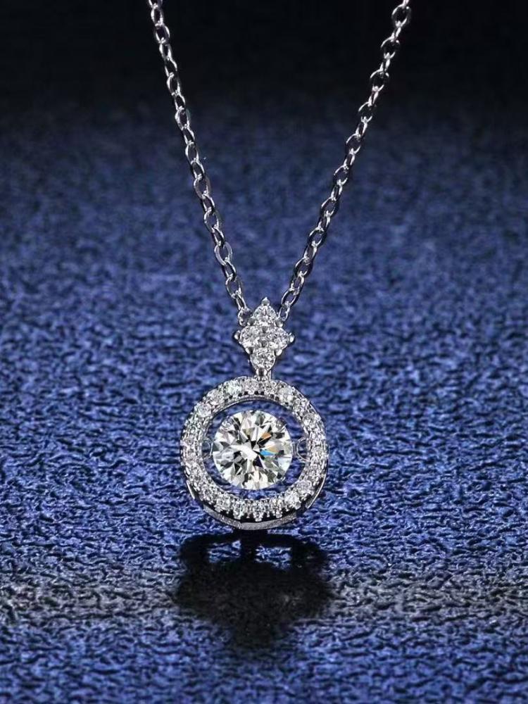1ct Moissanite Necklace 925 Sterling Silver Women's Pendant Clavicle Chain Jewelry Decor Mother's Day Valentine's Day Proposal E