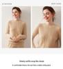 Women's Seven-Stitch Round Neck Cashmere Sweater - Solid Color Pullover, Elegant & Casual Long Sleeve Warm Base Layer
