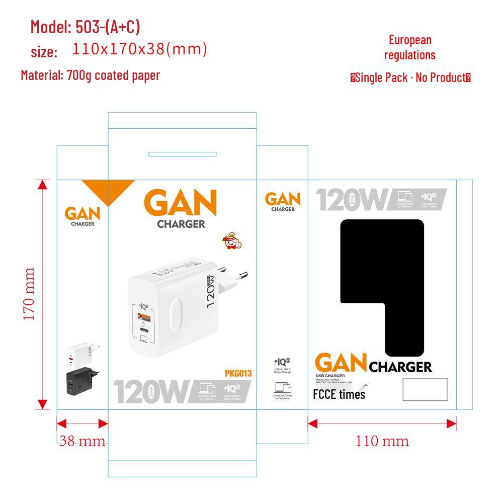 120W GaN Charger with EU/UK Plugs - 65W Ultra-Fast Charging for Laptops