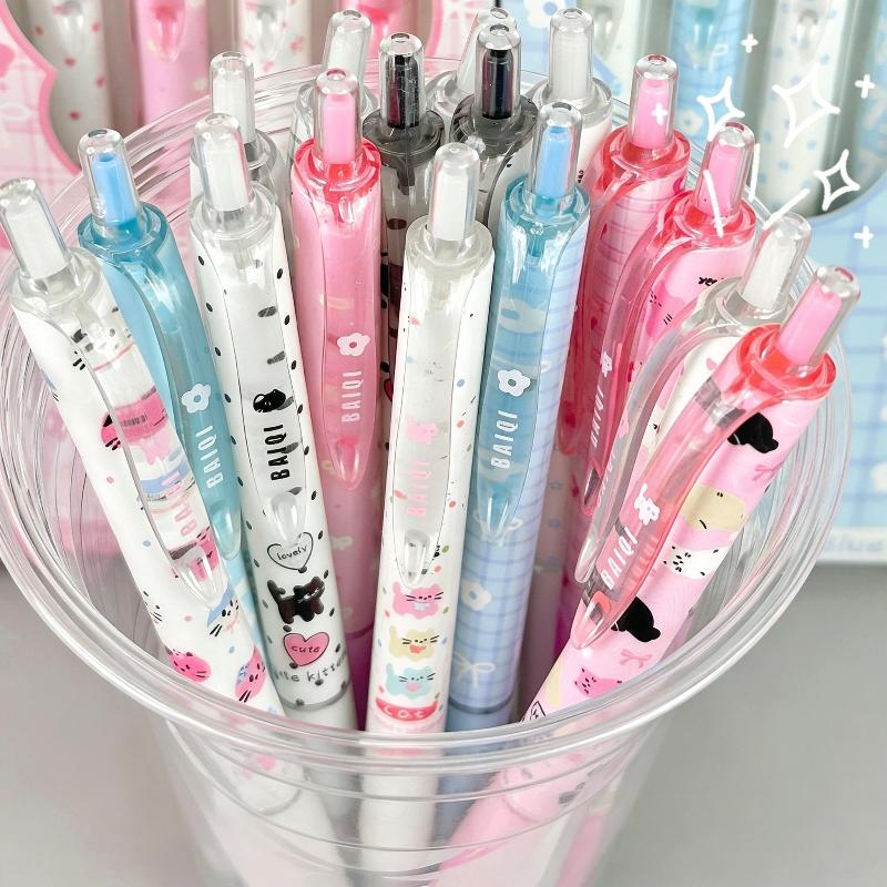 Cute Kawaii Cartoon Gel Pen Set Non-slip Grip Smooth Writing for Students Exam Note Taking Classroom Supplies