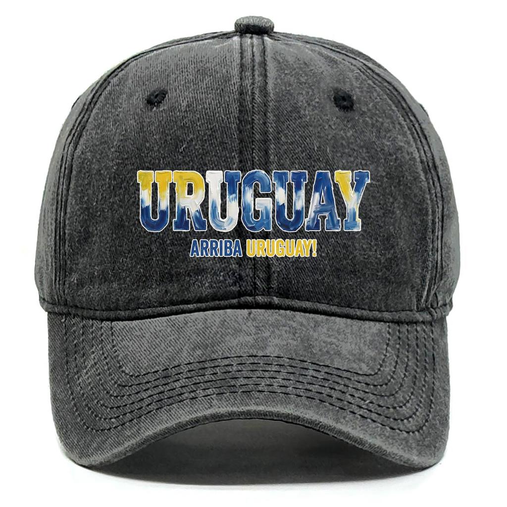 Sun Hat With "URUGUAY" "ARRIBA URUGUAY" Flag Printed , Adjustable Baseball Hat Inelastic Hip Hop Fit Headwear Sports Hat