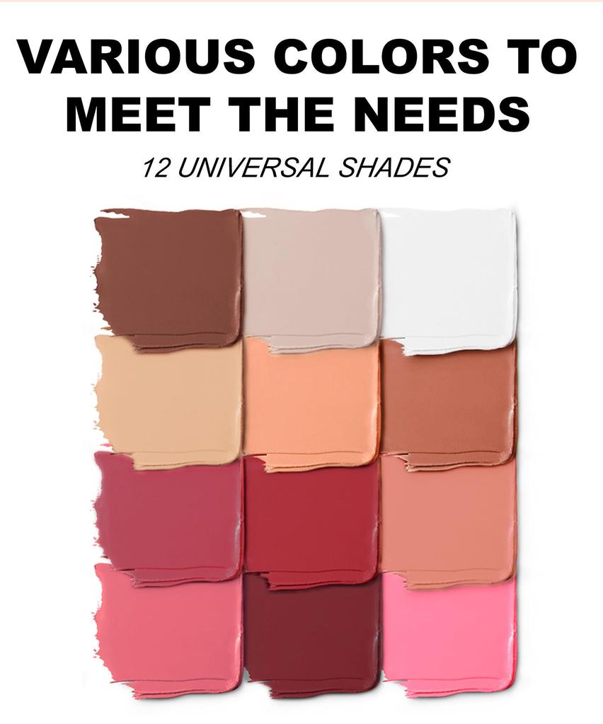 12-Color Blush & Contour Palette: Handaiyan All-in-One Matte & Cream Highlight with Iron Box