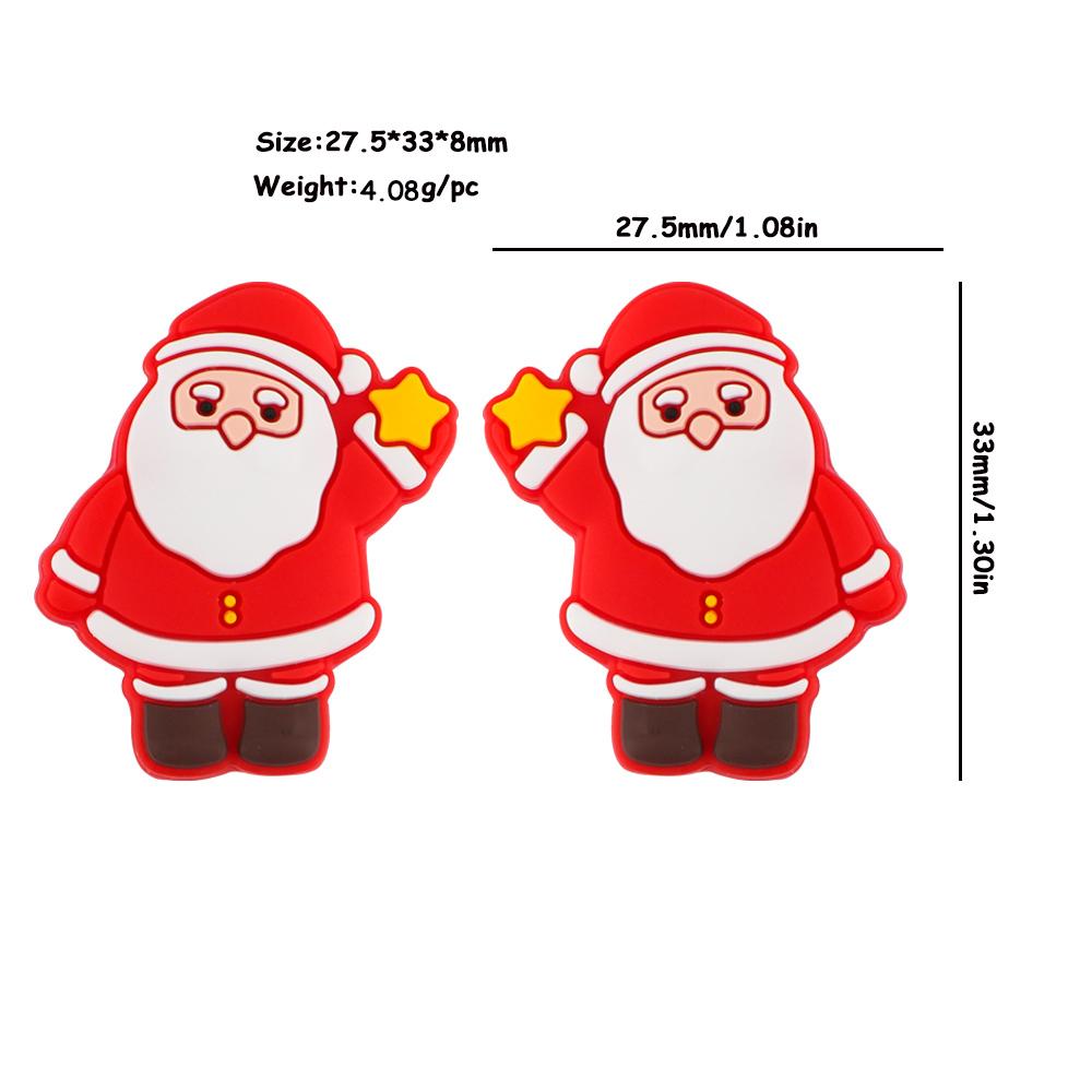 2/5pcs Christmas Series Silicone Beads Santa Reindeer Cookies Snowman DIY Pacifier Chain Jewelry Making Bulk DIY Crafts