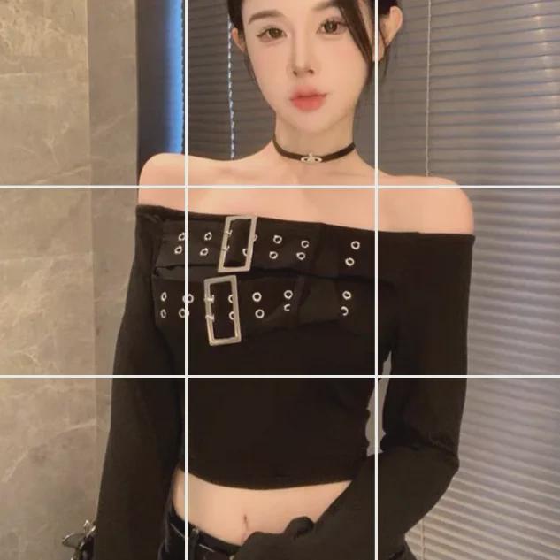 Women's Slim-Fit One-Shoulder Long-Sleeve Autumn Crop Top