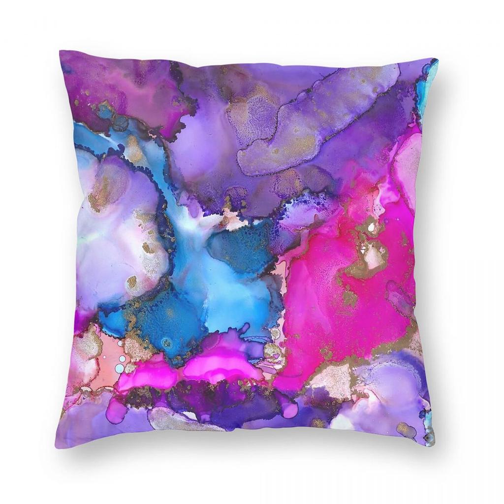 Sonata Pink Purple Abstract Square Pillowcase Polyester Linen Velvet Printed Zip Decor Sofa Seater