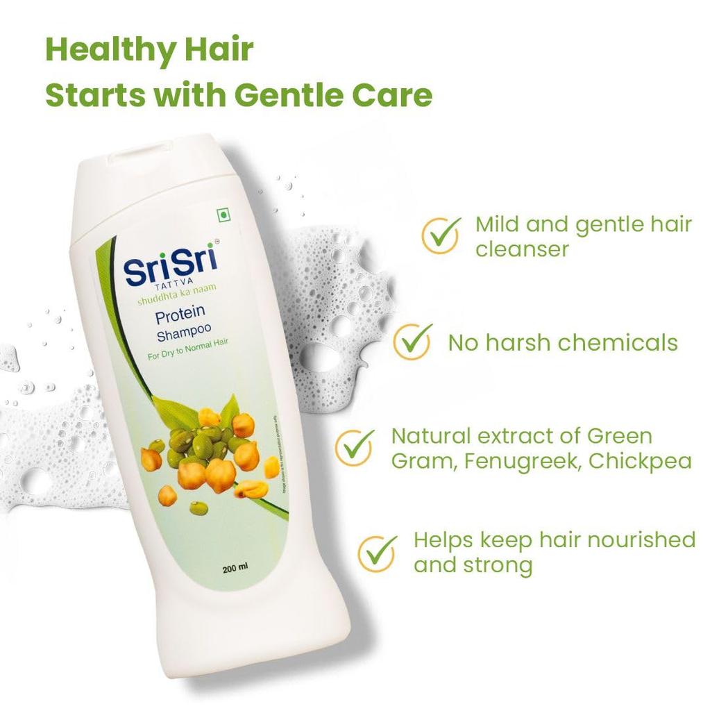Sri Sri Tattva Protein Shampoo For Women And Men Smoothening Frizz Control Nourishing Daily Hair Care Pack Of 3X 200 Ml