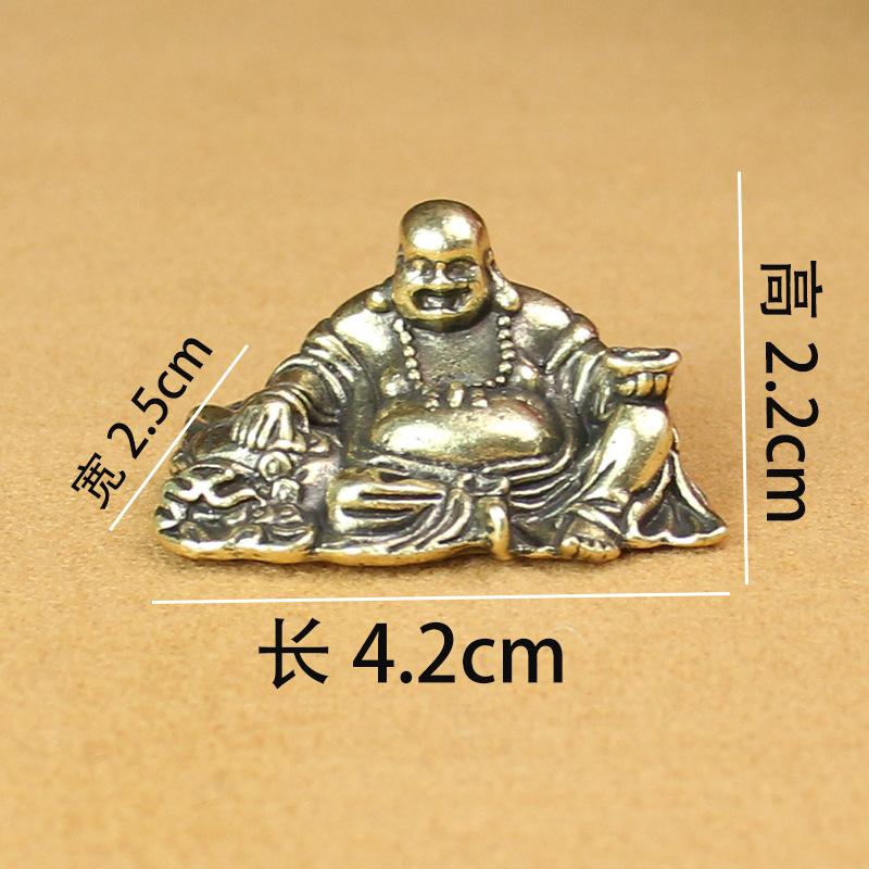 

Creative pure brass Maitreya Buddha big belly smiling Buddha ornament office living room car home decoration gift handle