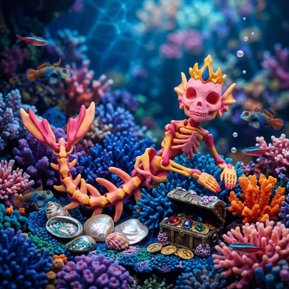Lightweight Sturdy Material 3D Printed Mermaid Skeleton Movable Bone Figure Party Layout