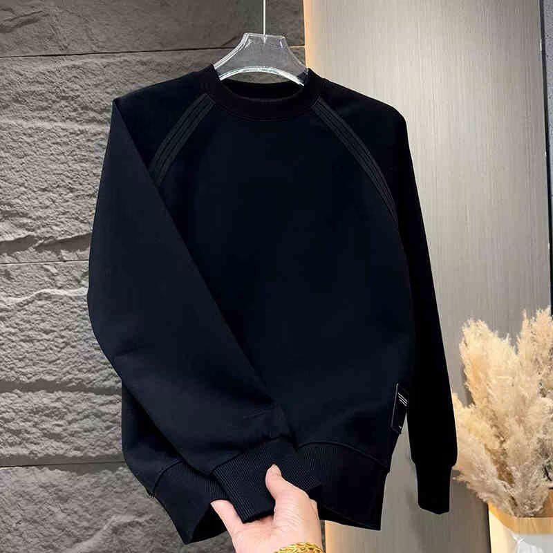 Men s Solid Color Round Neck Long-Sleeve Hoodie - Autumn/Winter Casual Style M