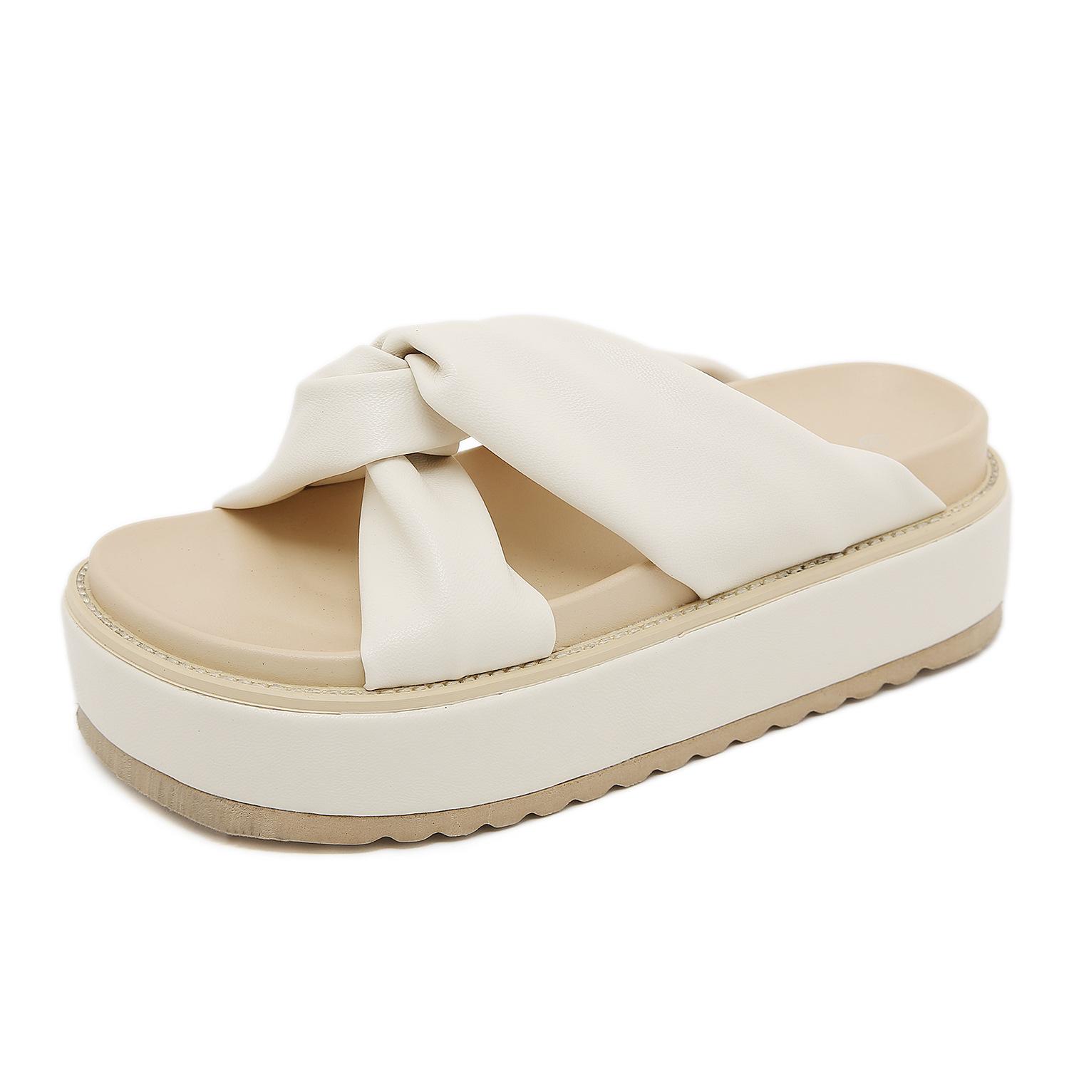 

Open-toed cross-strap flat sandals platform shoes trend-increasing women s shoes 41 белый