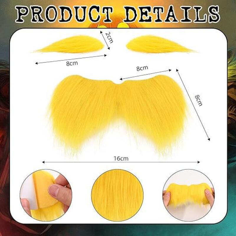 Tuta Zentai Arancione per Uomo Donna Costume Cosplay Tuta Festa di Halloween Baffi e Sopracciglia Gialli Travestimento