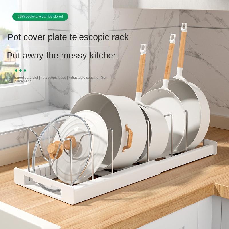 Kitchen utensil artifact pot storage rack Foldable kitchen utensil storage rack Kitchen pot lid storage rack
