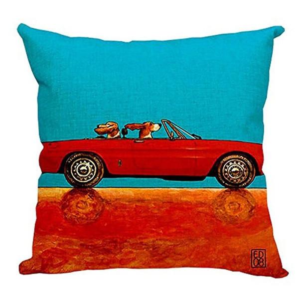 Car Dog Vintage Print Pillow Case Cartoon Beautiful Cushion Cover For Cars Home Decor Living Sofa
